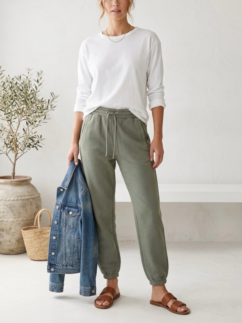 Abercrombie & Fitch Olive Green Drawstring Joggers